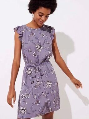LOFT Lavender Floral Mini Dress